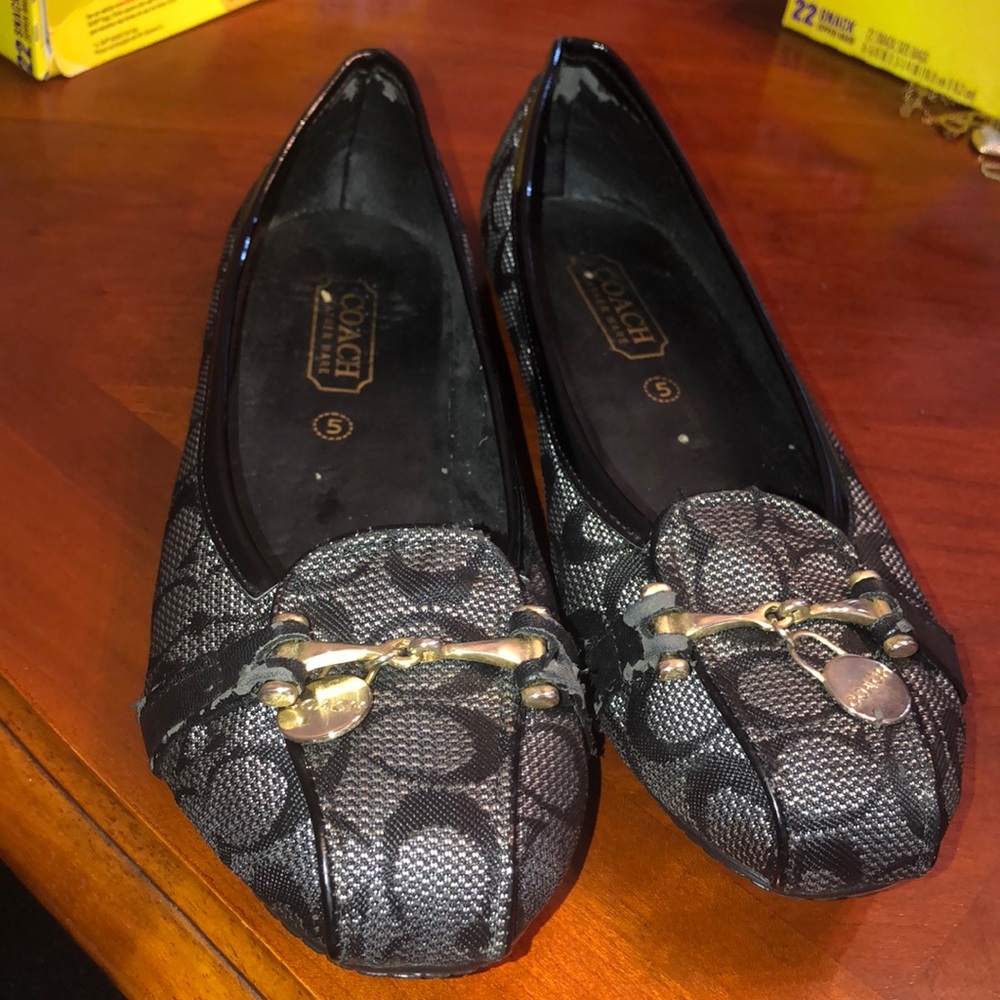Prwnd coach blue logo flats size 5 blue as is